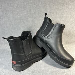 Chooka Rain Boots Womens 7 Black Waterproof Chelsea Ankle Pull On